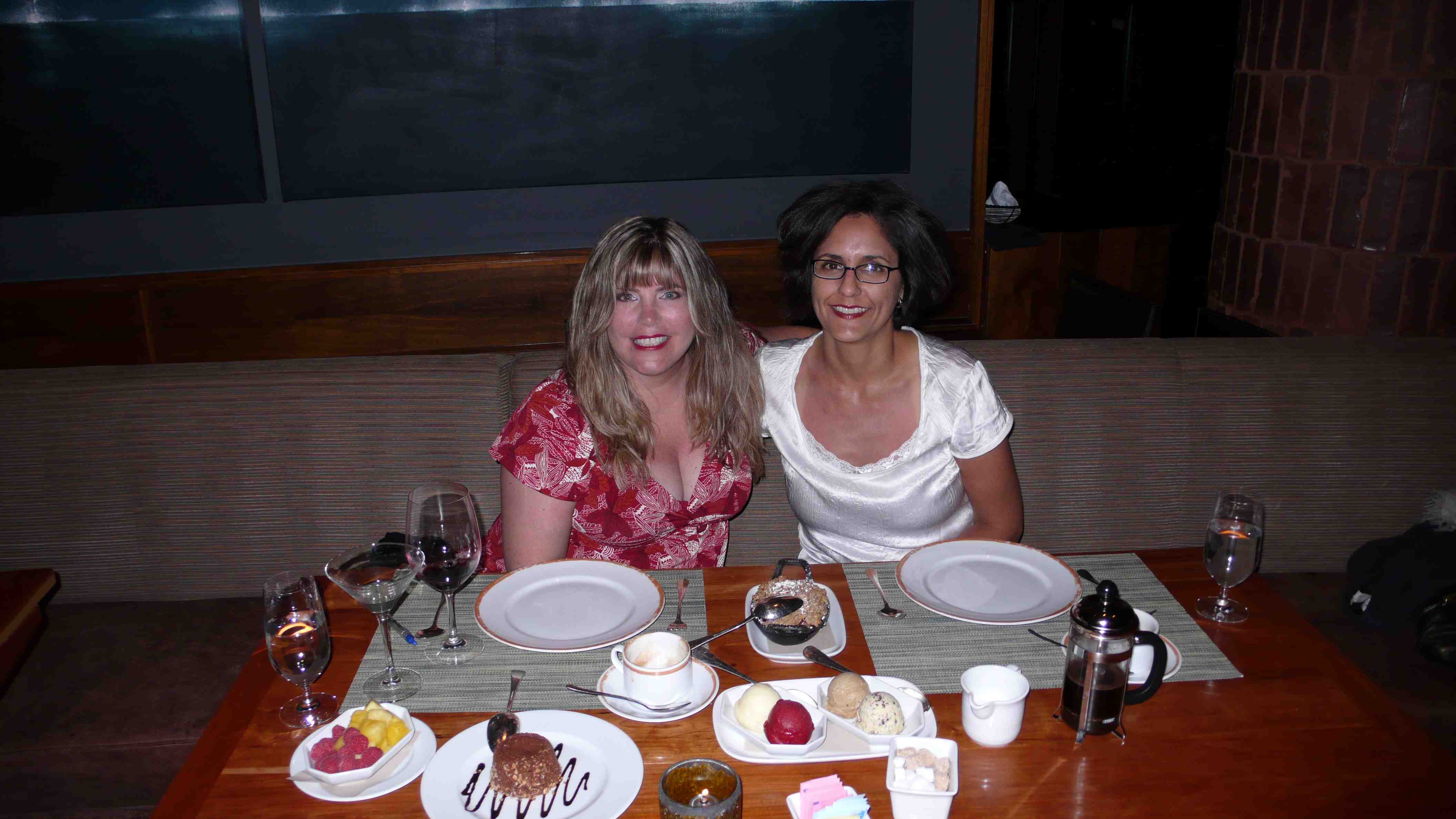 Enjoying dessert with my friend Sheila