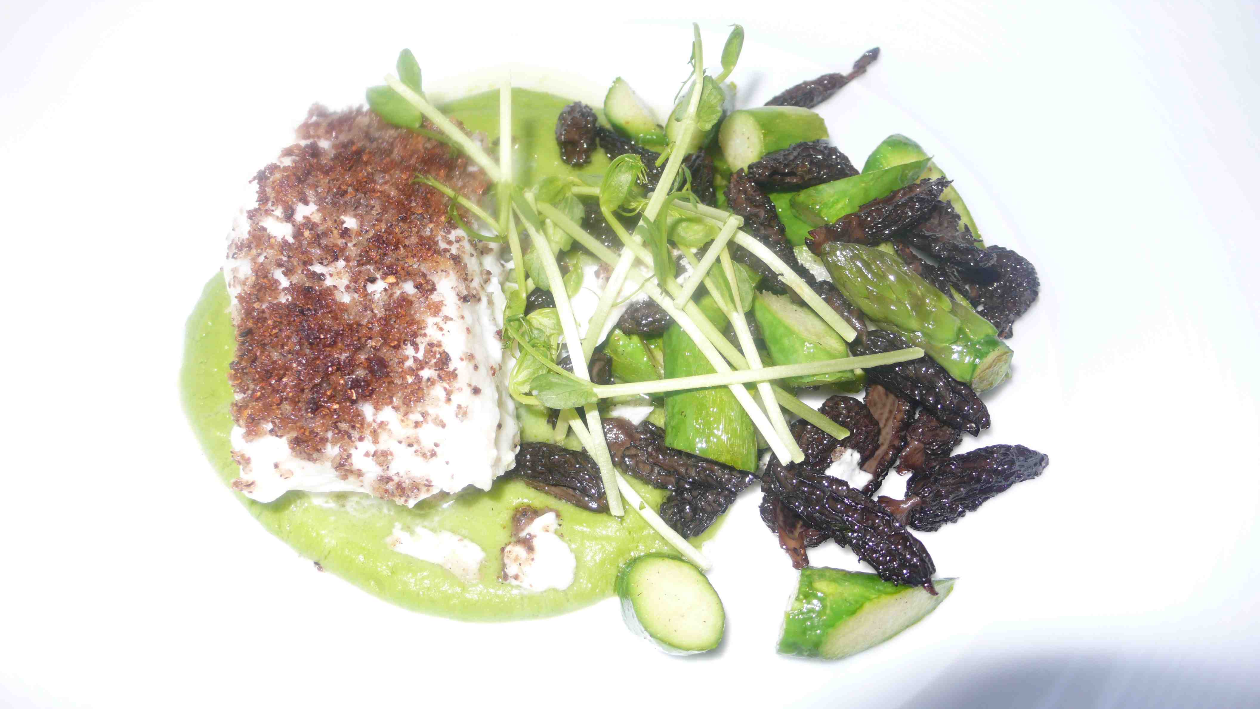halibut with morels and asparagus