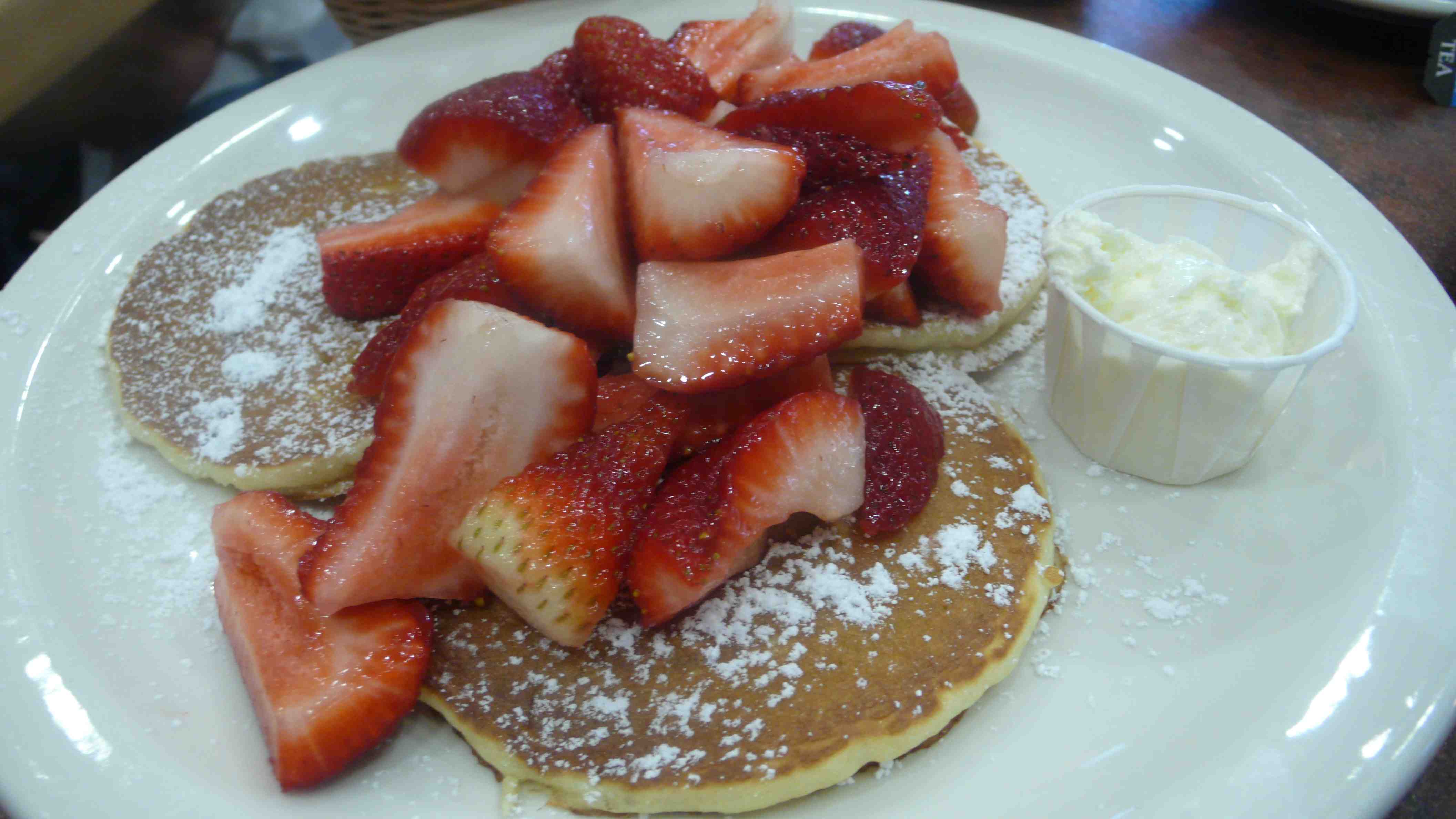 pancakes with fresh strawberries, yummy