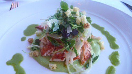 Lobster salad with peas