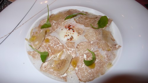spaghetti with poached egg and white truffle