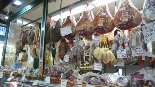 One of many delis/butchers at the food market
