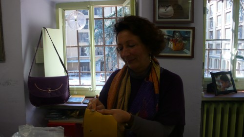 Francesca Gori, making a purse