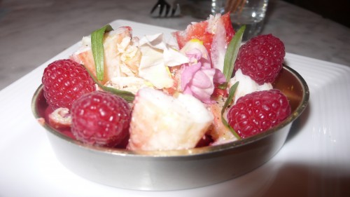 King crab with raspberries