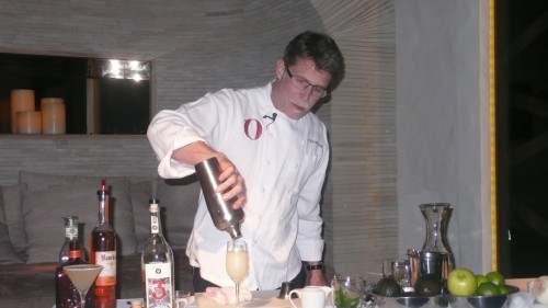 Chef Bayless pouring margaritas