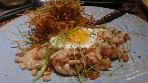 egg with shrimp and potato